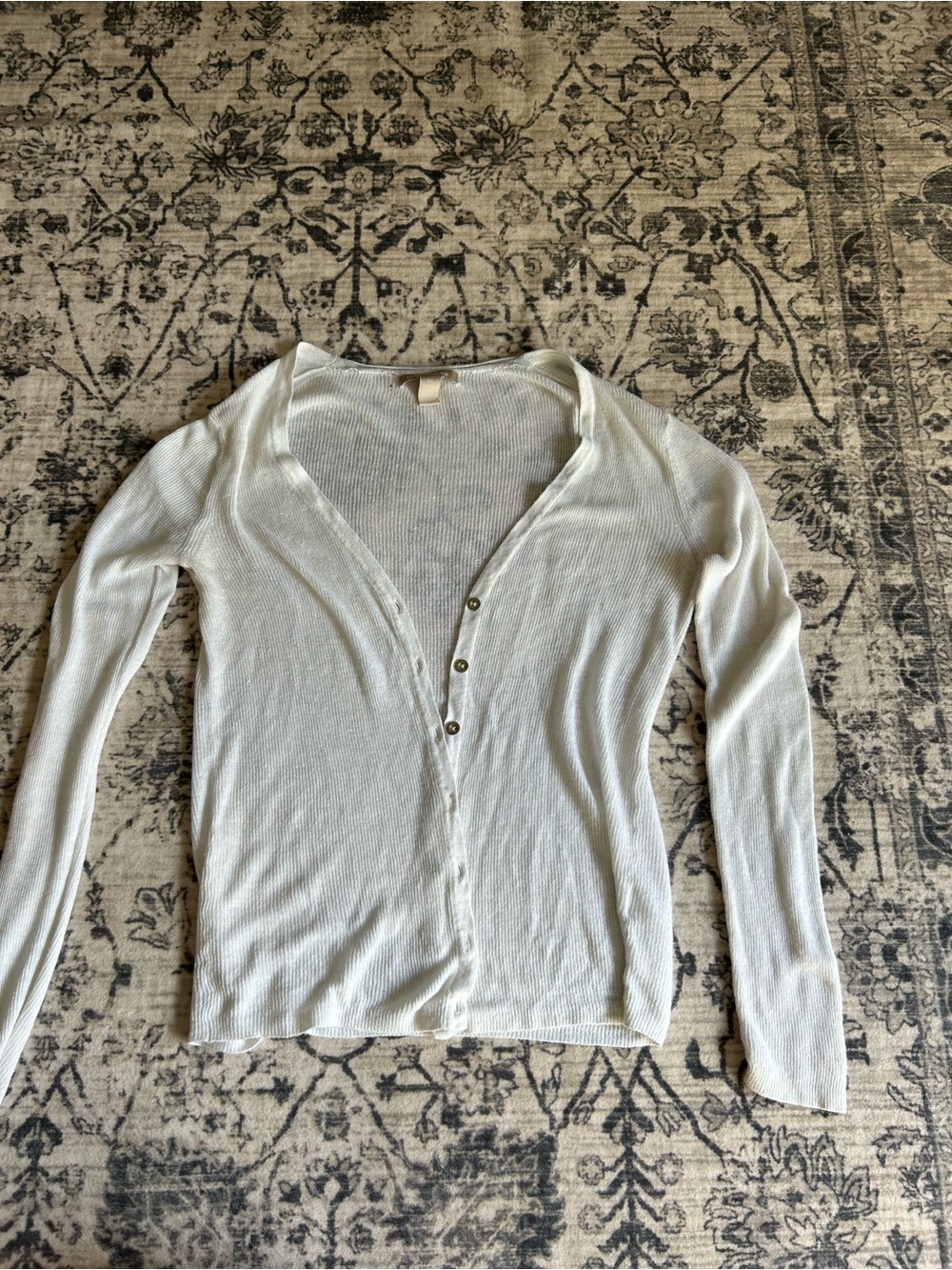 Banana Republic Cream Ribbed Button-Front Cardigan